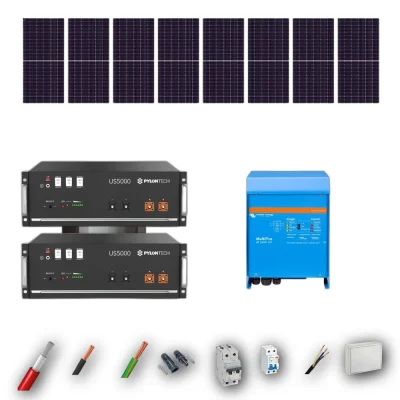 Kit Solar Aislada Victron 5kW JA Solar 600Wp 2 Baterias Pylontech 9,6kWh 8 Paneles - CuencaSolar