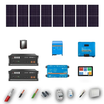Kit Solar Aislada Victron 5kW JA Solar 635Wp 2 Baterias Pylontech 9,6kWh 8 Paneles - CuencaSolar