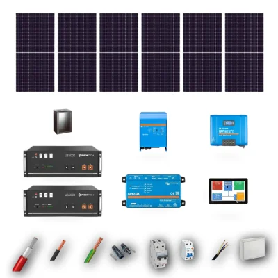 Kit Solar Aislada Victron 5kW JA Solar 635Wp 2 Baterias Pylontech 9,6kWh 6 Paneles - CuencaSolar