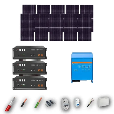 Kit Solar Aislada Victron 5kW JA Solar 635Wp 3 Baterias Pylontech 14,4kWh 10 Paneles - CuencaSolar