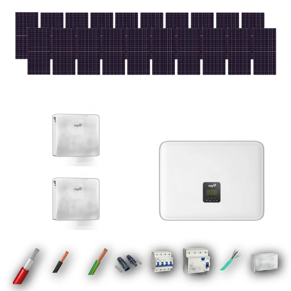 Kit Solar Trifasico Autoconsumo FOX 10kW JA Solar 635Wp 2 Baterias FOX 23,04kWh 20 Paneles - CuencaSolar