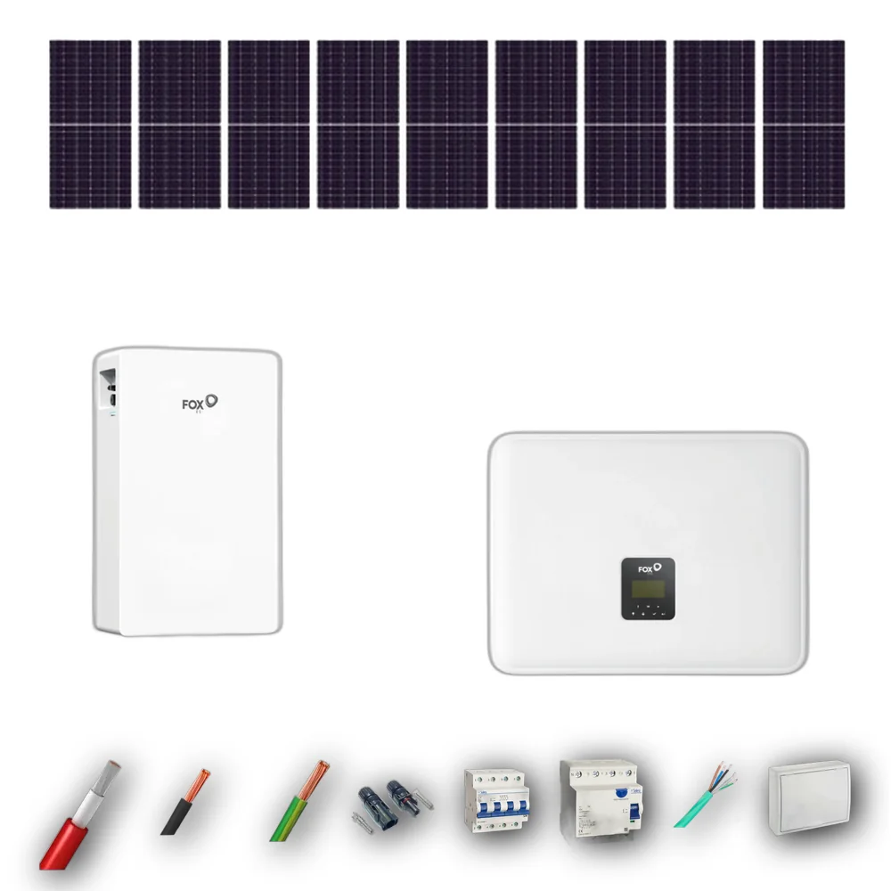 Kit Solar Trifasico Autoconsumo FOX 5kW JA Solar 635Wp 1 Bateria FOX 5,76kWh 9 Paneles - CuencaSolar