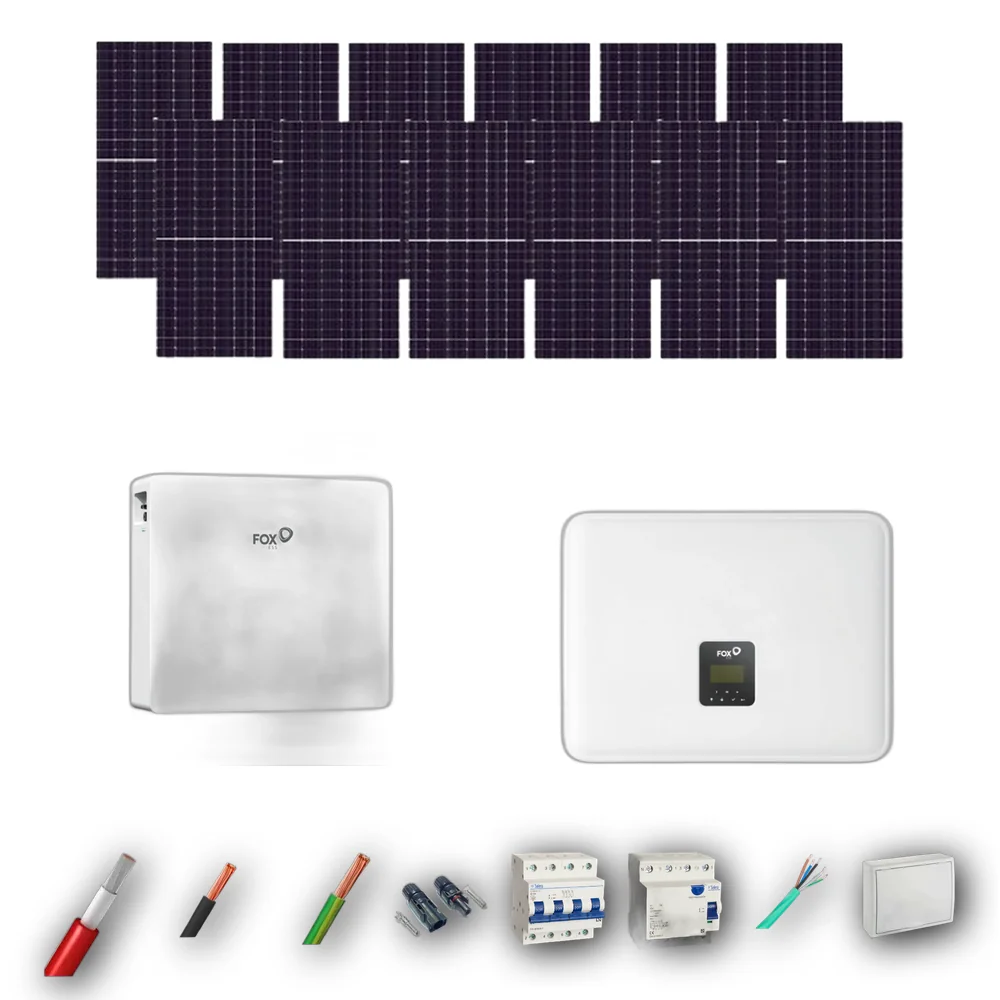 Kit Solar Trifasico Autoconsumo FOX 6kW JA Solar 635Wp 1 Bateria FOX 12kWh 12 Paneles - CuencaSolar