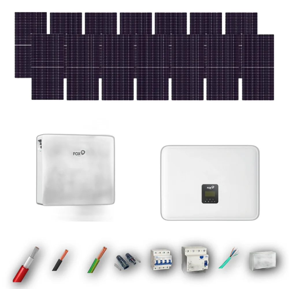 Kit Solar Trifasico Autoconsumo FOX 8kW JA Solar 635Wp 1 Bateria FOX 12kWh 14 Paneles - CuencaSolar
