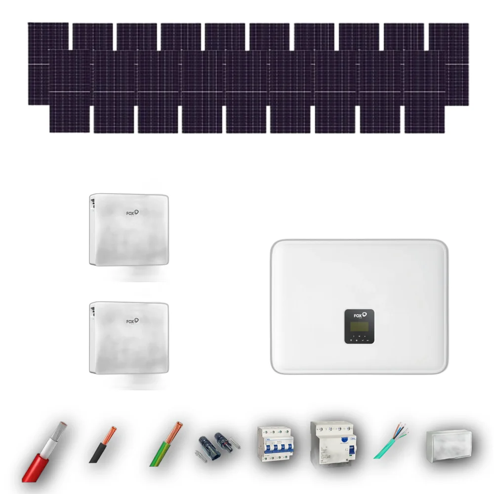 Kit Solar Trifasico Autoconsumo FOX-ESS 10kW JA Solar 635Wp 2 Baterias FOX-ESS 23,04kWh 19 Paneles - CuencaSolar